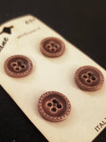 Button Plastic Set of 4 Vintage - Brown Faux Leather