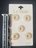 Buttons Plastic Set of 5 Vintage - Pearlescent Off White Faux Shell