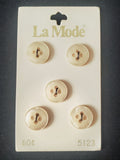 Buttons Plastic Set of 5 Vintage - Pearlescent Off White Faux Shell