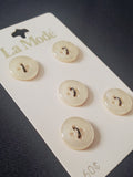 Buttons Plastic Set of 5 Vintage - Pearlescent Off White Faux Shell