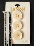 Buttons Plastic Set of 3 Vintage - Faux Shell Pearlescent Off White
