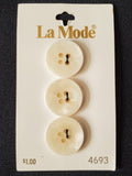 Buttons Plastic Set of 3 Vintage - Faux Shell Pearlescent Off White