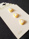 Buttons Plastic Set of 3 Vintage - White Dimensional Triangles with Concentric Yellow Rings