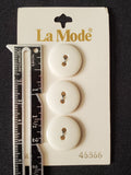Buttons Plastic Set of 3 Vintage - Shiny Off White