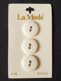 Buttons Plastic Set of 3 Vintage - Shiny Off White