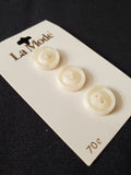 Buttons Plastic Set of 3 Vintage - Marbled Off White