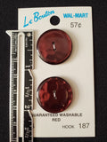 Buttons Plastic Set 2 Vintage - Pearlescent Dark Red