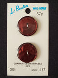 Buttons Plastic Set 2 Vintage - Pearlescent Dark Red
