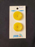 Buttons Plastic Set 2 Vintage - Shiny Yellow with Pearlescent Ring