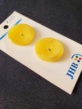 Buttons Plastic Set 2 Vintage - Shiny Yellow with Pearlescent Ring