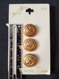 Buttons Metal Set 3 Vintage - Brass-Tone