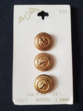 Buttons Metal Set 3 Vintage - Brass-Tone