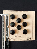 Buttons Faceted Glass Set 8 Vintage - Black