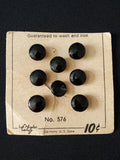 Buttons Faceted Glass Set 8 Vintage - Black