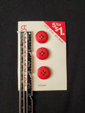 Buttons Plastic Set of 3 Vintage - Red