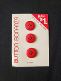 Buttons Plastic Set of 3 Vintage - Red