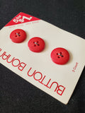 Buttons Plastic Set of 3 Vintage - Red
