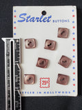 Buttons Plastic Set of 7 Vintage - Pearlescent Tan Squares