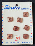 Buttons Plastic Set of 7 Vintage - Pearlescent Tan Squares