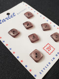 Buttons Plastic Set of 7 Vintage - Pearlescent Tan Squares