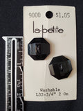 Buttons Plastic Set 2 Vintage - Faceted Black Octagons