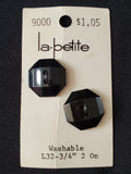 Buttons Plastic Set 2 Vintage - Faceted Black Octagons