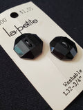 Buttons Plastic Set 2 Vintage - Faceted Black Octagons