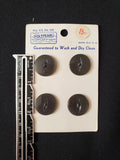 Buttons Plastic Set 4 Vintage - Pearlescent Dark Gray with Marquise Centers