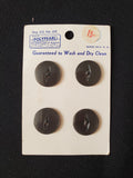 Buttons Plastic Set 4 Vintage - Pearlescent Dark Gray with Marquise Centers