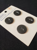 Buttons Plastic Set 4 Vintage - Pearlescent Dark Gray with Marquise Centers