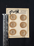 Buttons Plastic Set 6 Vintage - Ombre Beige