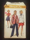 1970 Simplicity 8695 Sewing Pattern - Adult Jacket, Pants and Skort FACTORY FOLDED