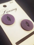 Buttons Plastic Set 2 Vintage - Pearlescent Purple with Marquise Centers