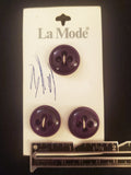Buttons Plastic Set of 3 Vintage - Dark Purple