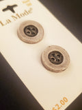 Buttons Metal Set of 2 Vintage - Pewter Finish