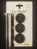 Buttons Plastic Set of 3 Vintage - Matte Black with Shiny Edge