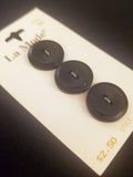 Buttons Plastic Set of 3 Vintage - Matte Black with Shiny Edge