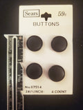 Buttons Plastic Set 4 Vintage - Matte Black with Shiny Edge