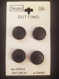 Buttons Plastic Set 4 Vintage - Matte Black with Shiny Edge