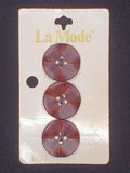 Button Plastic Set of 3 Vintage - Dark Brown Faux Leather