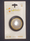 Button Plastic Vintage - Large White Pearl Surrounded by Gold and Black