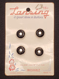 Buttons Plastic Set of 4 Vintage - White Rhinestones Set in Black