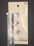Buttons Plastic Set of 3 Vintage - Clear Purple Facted Spheres