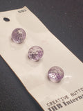 Buttons Plastic Set of 3 Vintage - Clear Purple Facted Spheres