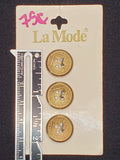Buttons Metal Set of 3 Vintage - Brass