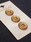 Buttons Metal Set of 3 Vintage - Brass