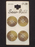 Buttons Plastic Set of 4 Vintage - Marbled Tan and Brown