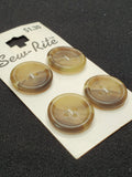 Buttons Plastic Set of 4 Vintage - Marbled Tan and Brown