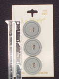 Buttons Plastic Set of 3 Vintage - Striated Gray