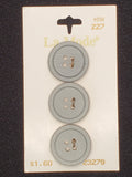 Buttons Plastic Set of 3 Vintage - Striated Gray